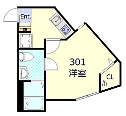 京急本線 鶴見市場駅 徒歩7分の賃貸アパート 3階1Kの間取り