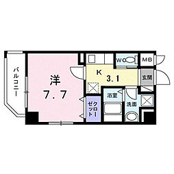 天久2丁目マンション（027793701） 4階1Kの間取り