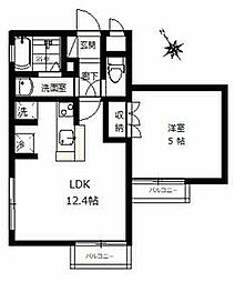 コモド東大宮 2階1LDKの間取り