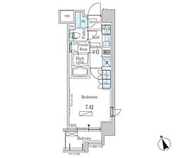 新交通ゆりかもめ 芝浦ふ頭駅 徒歩8分の賃貸マンション 8階1Kの間取り