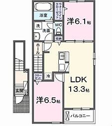 ビーラブド 2階2LDKの間取り