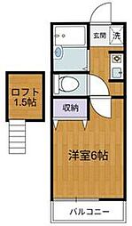 京王線 国領駅 徒歩11分の賃貸アパート 2階1Kの間取り