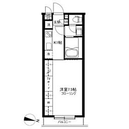 東武東上線 中板橋駅 徒歩9分の賃貸マンション 1階1Kの間取り