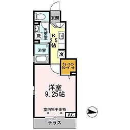 レガロ南水元 1階1Kの間取り