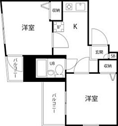 都営三田線 蓮根駅 徒歩8分の賃貸マンション 2階2Kの間取り