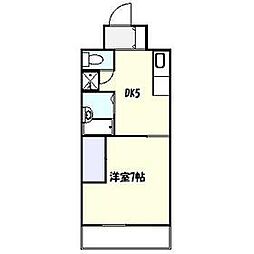 東急東横線 元住吉駅 徒歩11分の賃貸マンション 2階1DKの間取り