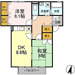 JR筑肥線 糸島高校前駅 徒歩6分の賃貸アパート 2階2DKの間取り