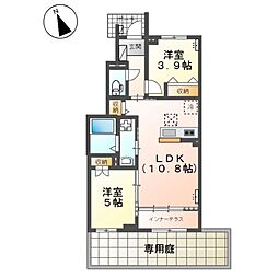 東武越生線 坂戸駅 徒歩21分の賃貸アパート 1階2LDKの間取り