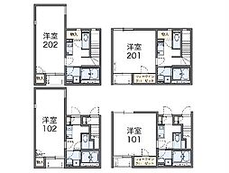 JR南武線 谷保駅 徒歩21分の賃貸アパート 2階1Kの間取り