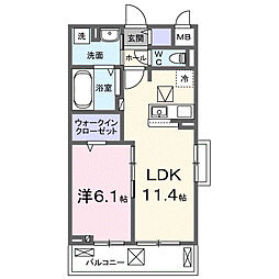 京王井の頭線 三鷹台駅 徒歩22分の賃貸アパート 2階1LDKの間取り