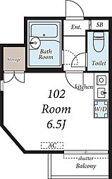 SKコーポ東村山 1階ワンルームの間取り
