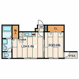 JR鶴見線 弁天橋駅 徒歩9分の賃貸アパート 1階1LDKの間取り