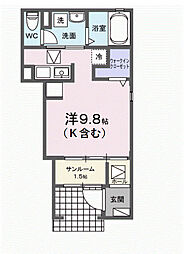 JR武豊線 亀崎駅 徒歩17分の賃貸アパート 1階ワンルームの間取り