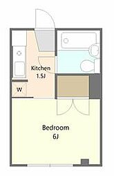 小田急小田原線 玉川学園前駅 徒歩5分の賃貸アパート 2階1Kの間取り