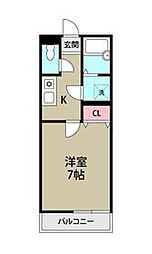 北総鉄道 矢切駅 徒歩7分の賃貸アパート 1階1Kの間取り
