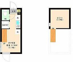 エスペランサ　平井 2階ワンルームの間取り