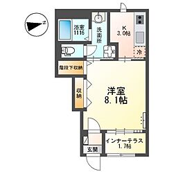 京阪本線 森小路駅 徒歩4分の賃貸アパート 1階1Kの間取り