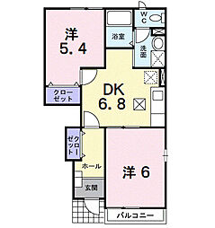 フィオーレＳ 1階2DKの間取り
