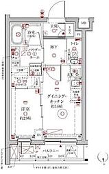 クレイシアＩＤＺ中馬込 4階1DKの間取り