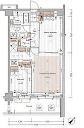 都営大江戸線 牛込柳町駅 徒歩4分の賃貸マンション 5階2LDKの間取り