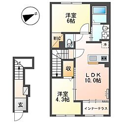 La Recolte (ラ レコルト) 2階2LDKの間取り