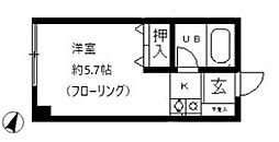 東京メトロ丸ノ内線 茗荷谷駅 徒歩6分の賃貸マンション 1階ワンルームの間取り