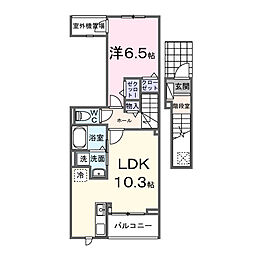 東武東上線 坂戸駅 徒歩7分の賃貸アパート 2階1LDKの間取り