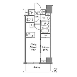 東京メトロ半蔵門線 水天宮前駅 徒歩7分の賃貸マンション 5階1DKの間取り
