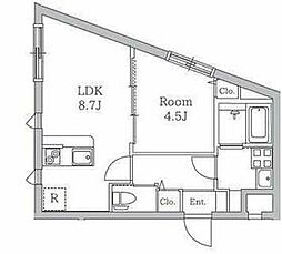 JR中央線 国分寺駅 徒歩7分の賃貸マンション 3階1LDKの間取り