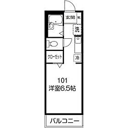 ヒルズ・トップ 1階1Kの間取り