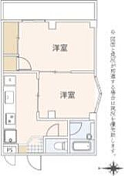 京王線 上北沢駅 徒歩1分の賃貸マンション 3階2DKの間取り