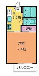 名鉄河和線 南加木屋駅 徒歩6分の賃貸アパート 1階1Kの間取り