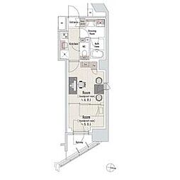 都営大江戸線 西新宿五丁目駅 徒歩7分の賃貸マンション 11階2Kの間取り