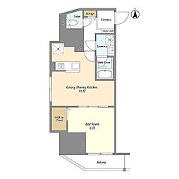 JR山手線 池袋駅 徒歩5分の賃貸マンション 14階1LDKの間取り