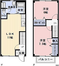 Ｂｒａｎｃｈｅ　柏森　Ｉ 1階2LDKの間取り