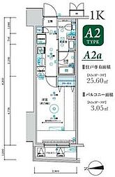 京王線 京王八王子駅 徒歩2分の賃貸マンション 4階1Kの間取り