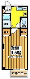 京王井の頭線 永福町駅 徒歩13分の賃貸マンション 1階1Kの間取り