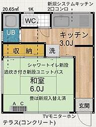 小島荘 1階1Kの間取り