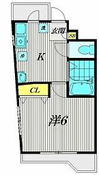メルベイユイシイ 2階1Kの間取り