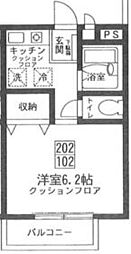 西武新宿線 西武柳沢駅 徒歩10分の賃貸アパート 1階1Kの間取り