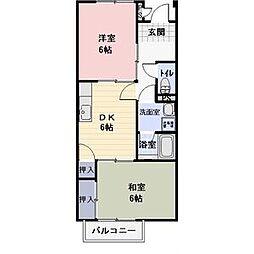 サープラス　ITO 2階2DKの間取り