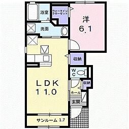 エテルノ 1階1LDKの間取り