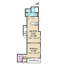 グレース戸越 2階1LDKの間取り