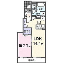 上信電鉄 上州七日市駅 徒歩4分の賃貸アパート 1階1LDKの間取り