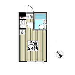 JR中央線 立川駅 徒歩12分の賃貸アパート 1階ワンルームの間取り