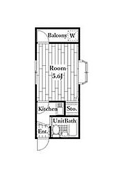 京成本線 京成大久保駅 徒歩10分の賃貸アパート 1階1Kの間取り