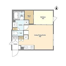 ガーデンレジデンス恵比寿 2階1LDKの間取り