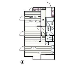 エクセル米喜（池上） 1階2LDKの間取り