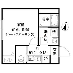 センターヴィレッジ南越谷 3階1Kの間取り