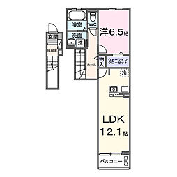 サンライズ 2階1LDKの間取り